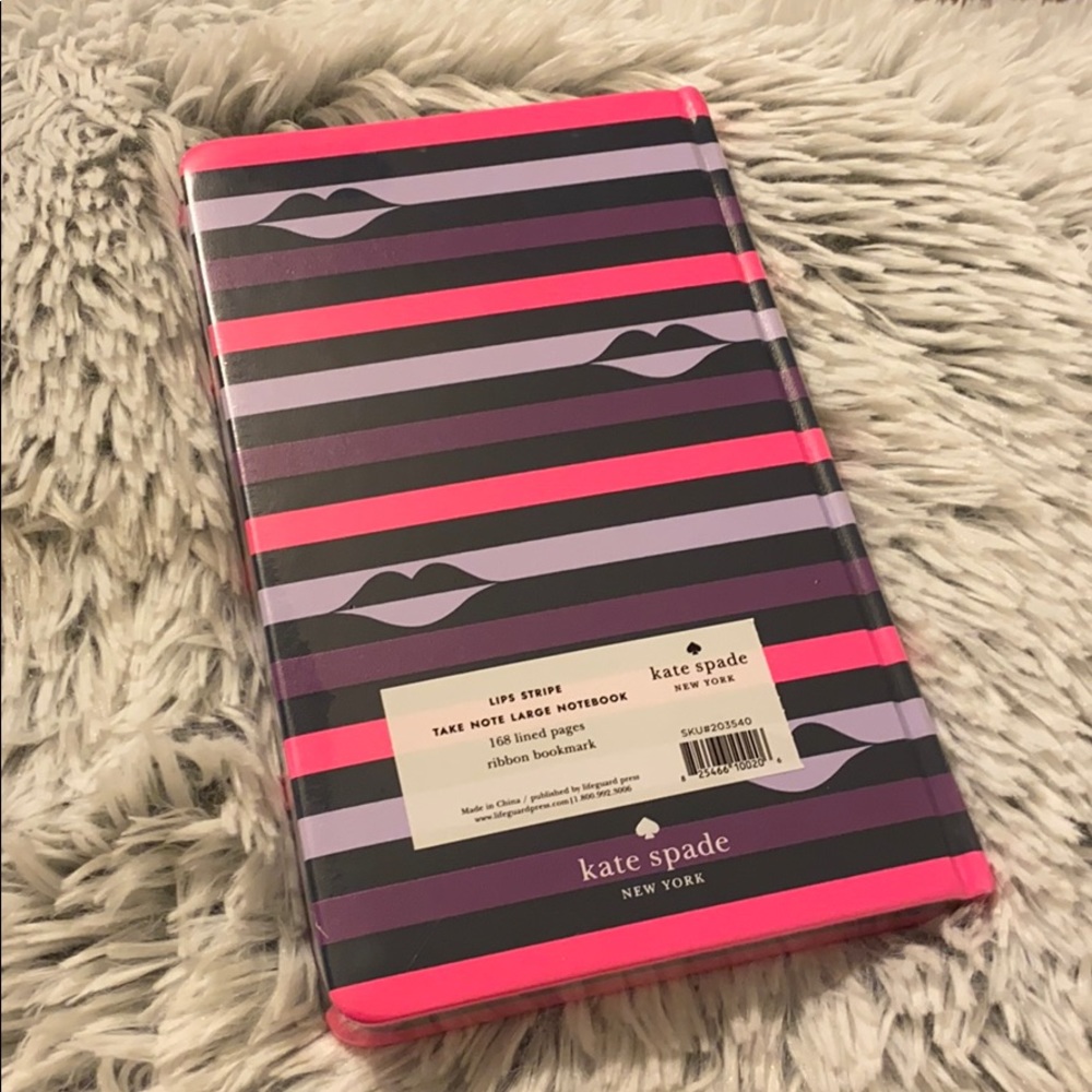 Kate Spade lips stripe take note large notebook - Picture 3 of 3